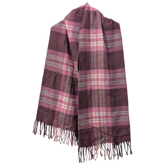 Bijoux Terner Cashmere-Feel Pink Plaid Scarf – 100% Acrylic - Picture 2 of 3